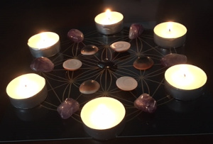 Winter Solstice Grid with Candles Lit